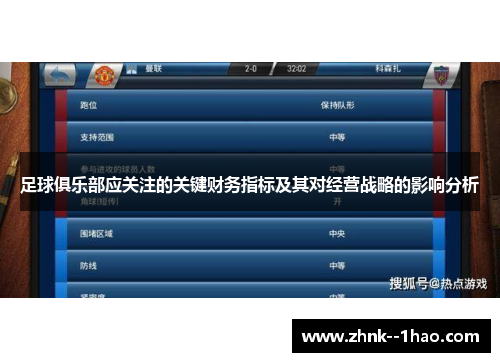 足球俱乐部应关注的关键财务指标及其对经营战略的影响分析 足球俱乐部应关注的关键财务指标及其对经营战略的影响分析
